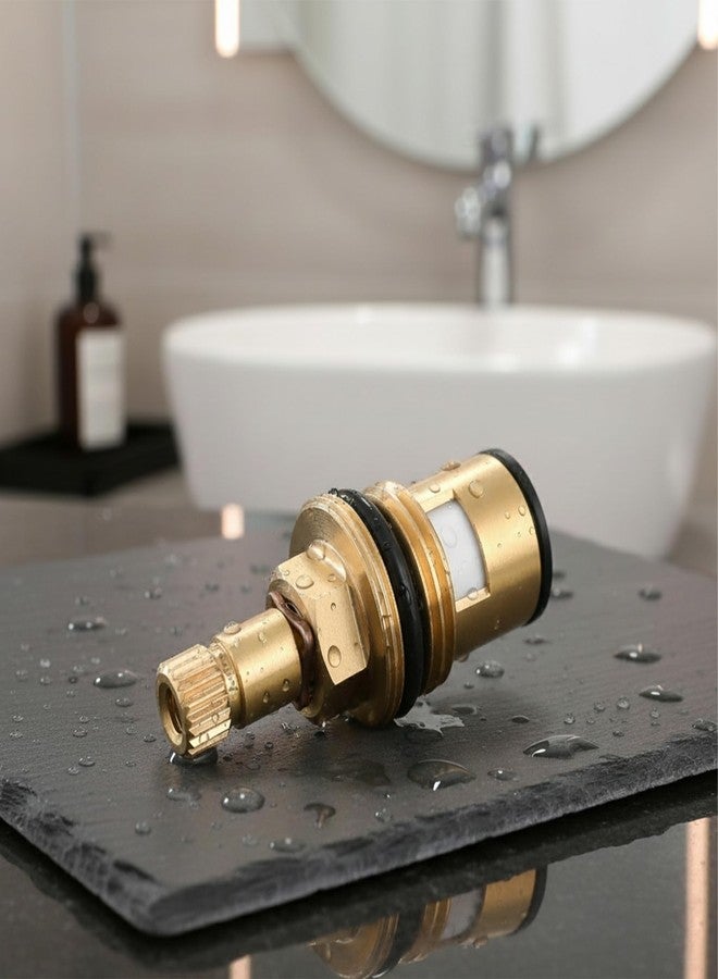Acetap Brass Ceramic Disc Cartridge Quarter Turn 1/2 Inch, Hot and Cold Bathroom Kitchen Tap Faucet Valve, Spindle For Water Tap (Pack of 10 Piece) - Image 3